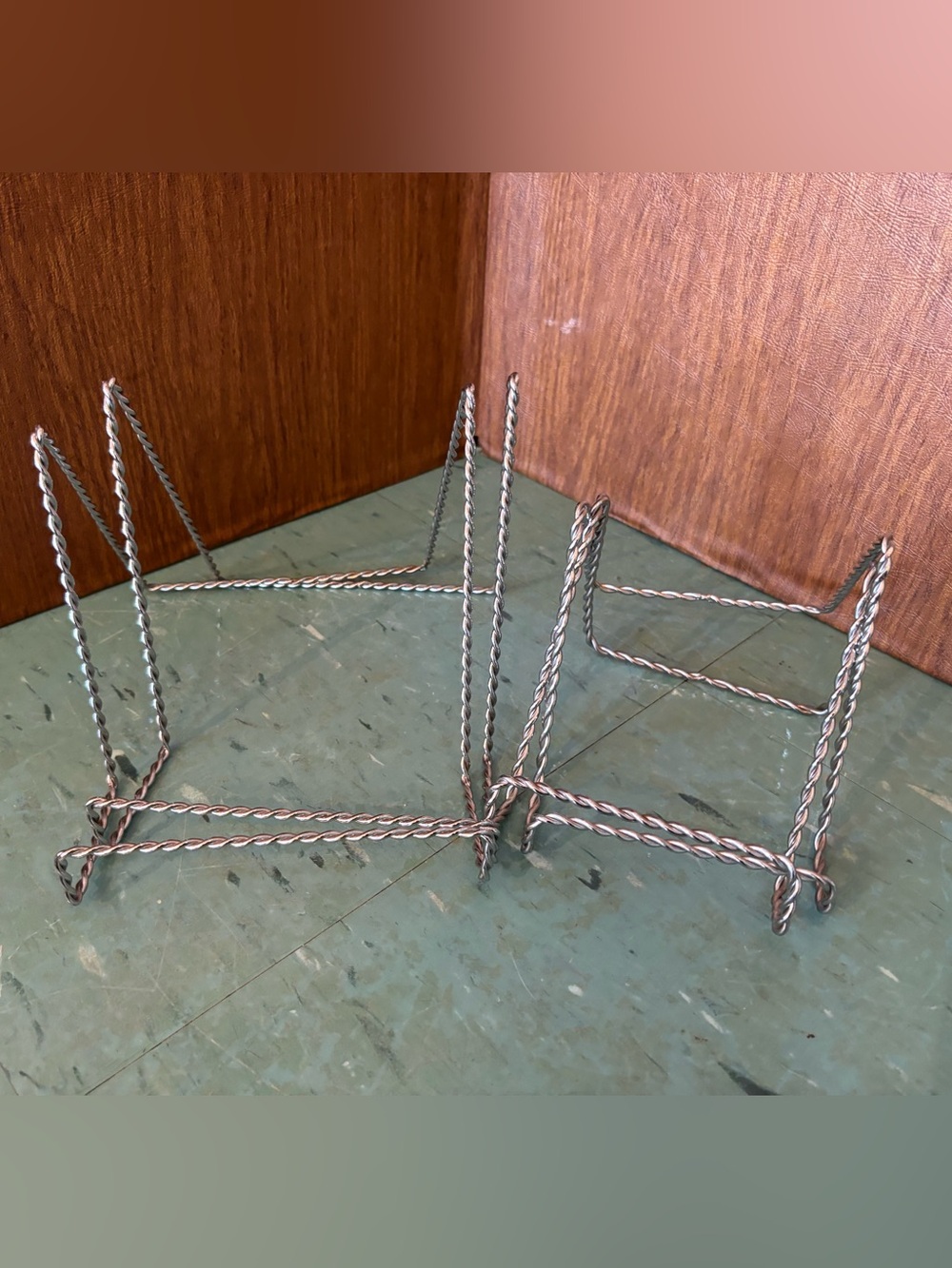 4 Vintage Picture Frame Book Stand Silver Twisted metal